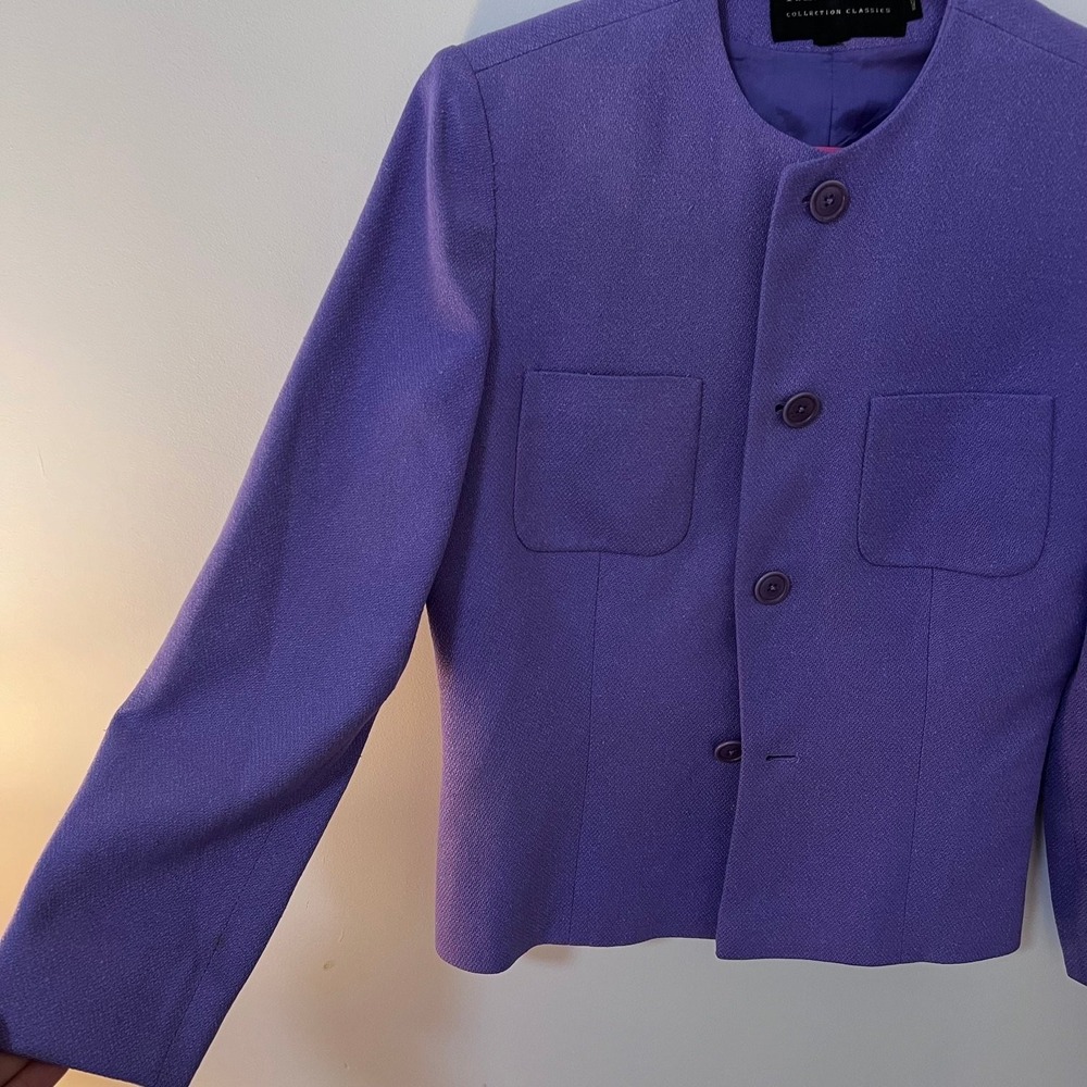 Ralph Lauren Collection Classics Women's Purple Collarless Button Front Jacket - Picture 3 of 14